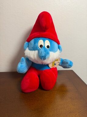 Vintage 1999 Papa Smurf Plush 13.5” NWT The Smurfs Stuffed Animal Peyo